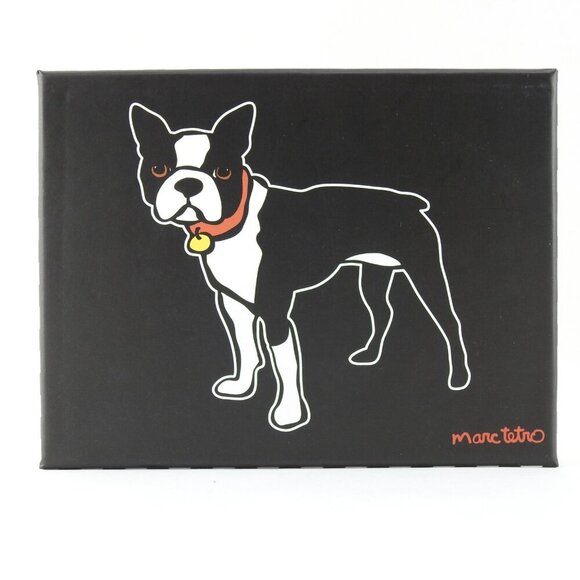 New Marc Tetro Boston Terrier Westie Black White Zipper Wristlet Box - Picture 7 of 7